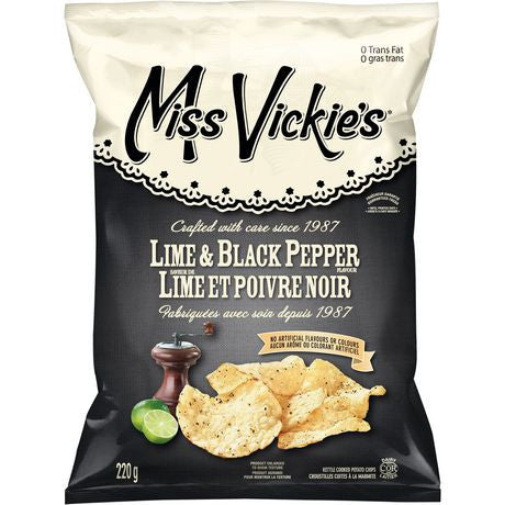 Miss Vickie's Kettle Cooked Lime & Black Pepper Potato Chips 220g {Canadian}