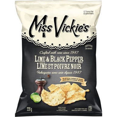 Miss Vickie's Kettle Cooked Lime & Black Pepper Potato Chips 220g {Canadian}