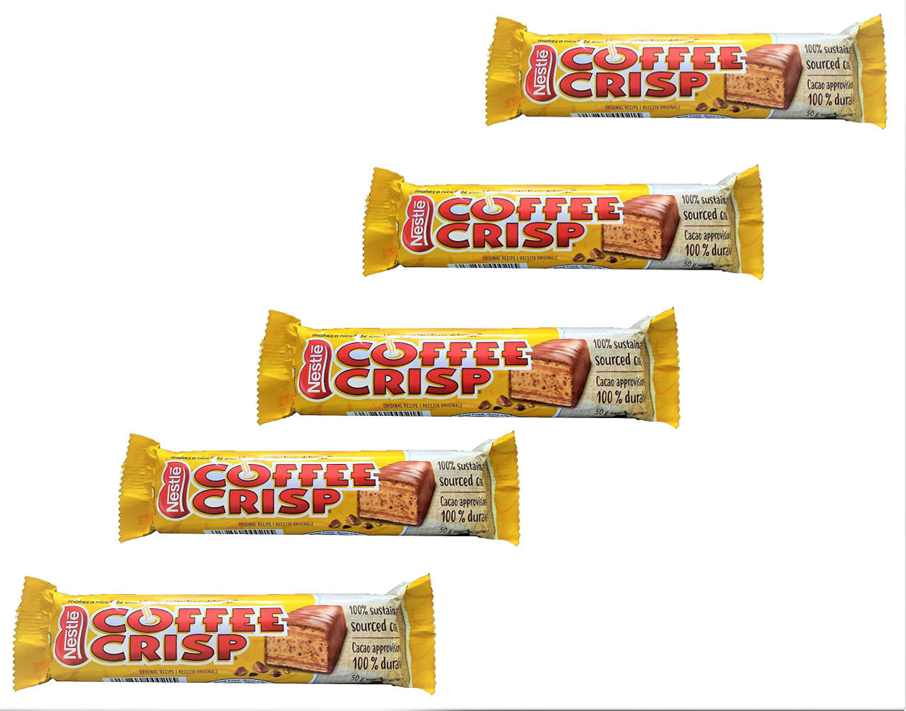 Canadian Snacks Value Pack - Coffee Crisp bars (5x50g) & Smarties (4x45g) - Made by Nestle Canada [Imported From Canada]