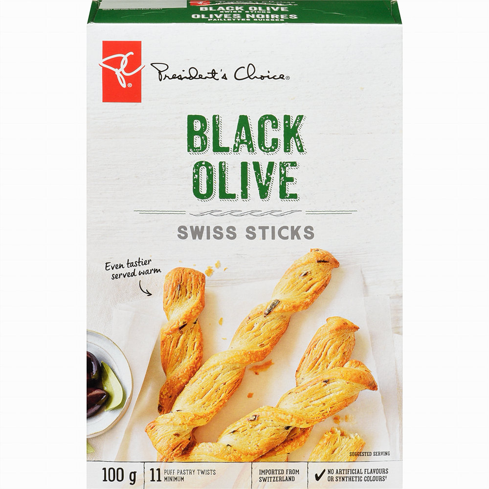 PC Black Olive and Butter Swiss Sticks, 100g/3.5 oz {Imported from Canada}