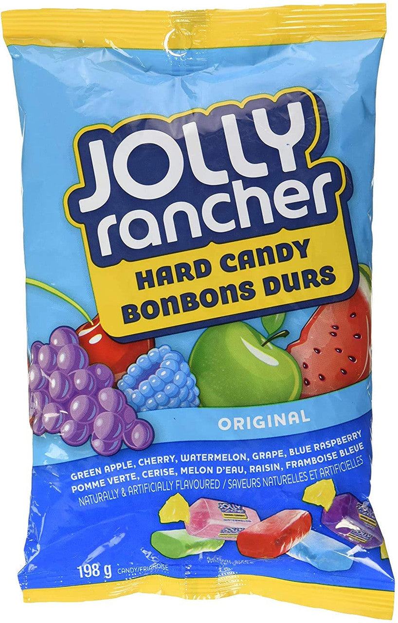 Jolly Rancher Fruity Hard Candies Bundle: 1 Bag Original Flavours (198g) & 1 Bag Tropical Flavours (198g)
