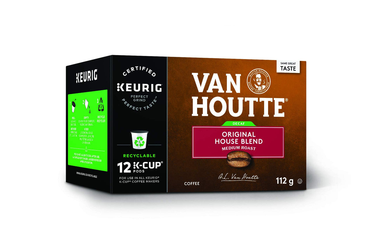Van Houtte Decaffeinated Medium Roast Coffee, 12-Count K-Cups for Keurig Brewers (Pack of 6)