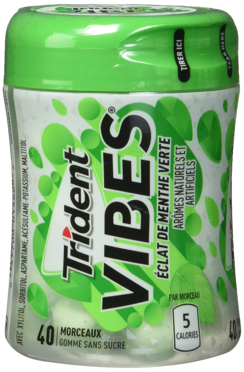 Trident Vibes Spearmint Rush 40-Piece Bottle, 6 Count, {Imported from Canada}