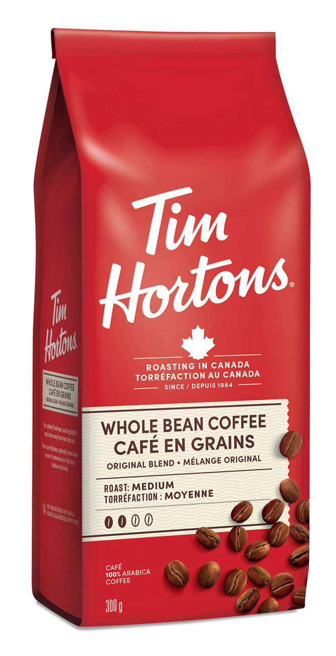 Tim Hortons Whole Bean Original Blend Coffee, 300g/10.6oz, {Imported from Canada}