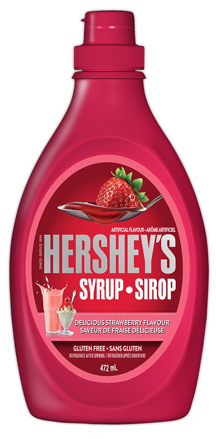 Hershey's Syrup Delicious Strawberry Flavor, 472mL/16 fl. oz. Bottle {Imported from Canada}