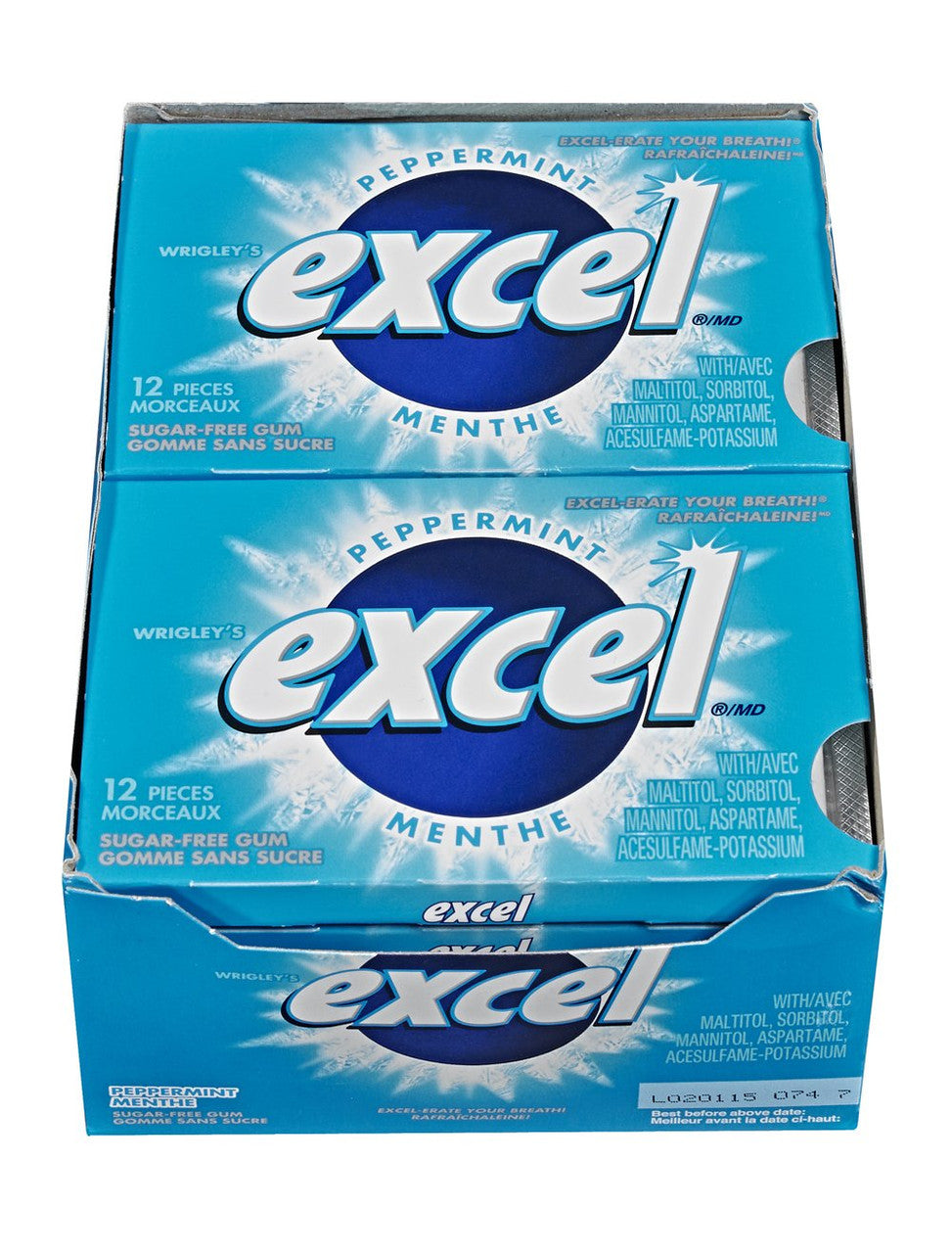 Excel Sugar-Free Pellet Gum, Peppermint, 12ct-12pk, (Imported from Canada)