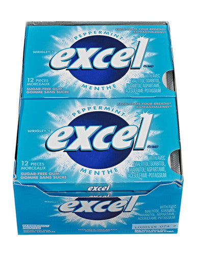 Excel Sugar-Free Pellet Gum, Peppermint, 12ct-12pk, (Imported from Canada)