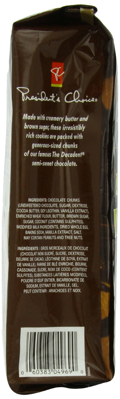 President's Choice the Decadent Chocolate Cookie, Chunk, 300g/10.6oz, {Imported from Canada}