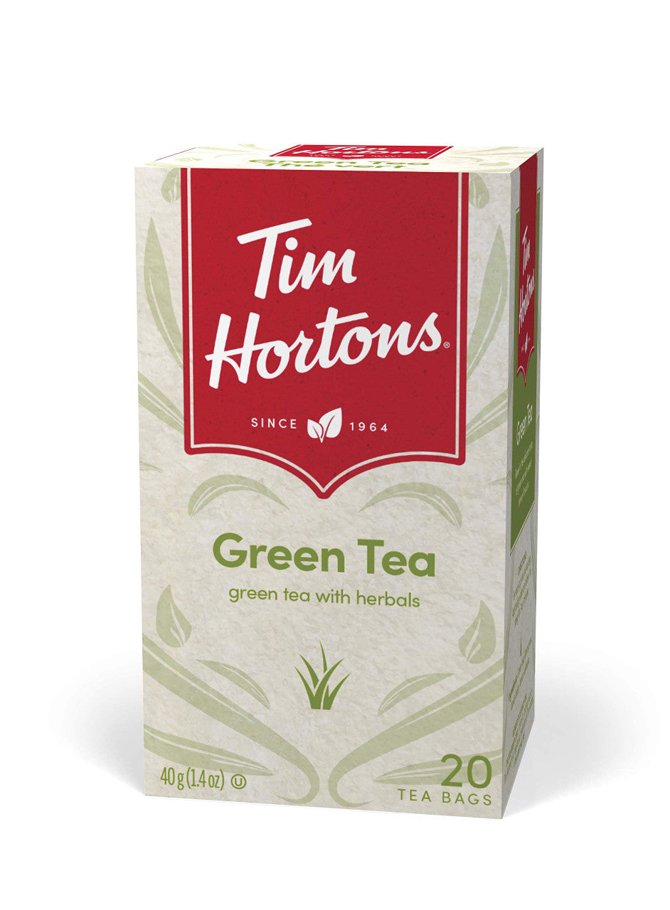 Tim Hortons Green Tea Bags, 20 count, 40g /1.4oz {Imported from Canada}