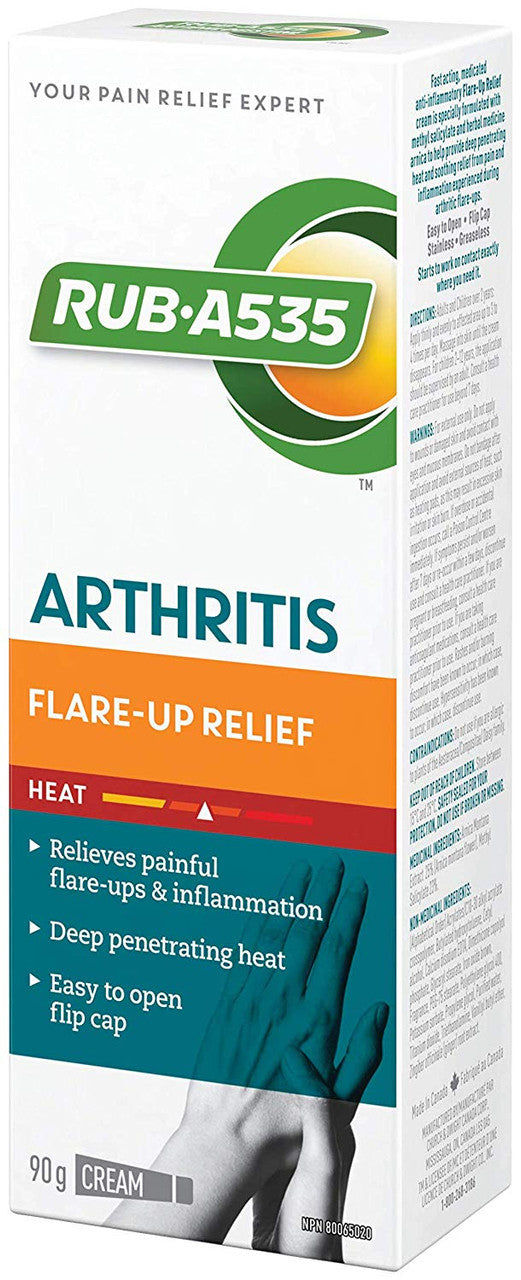 Rub-A535, Arthritis Flare Up Relief, Heat Cream, 90g/3.2oz., {Imported from Canada}