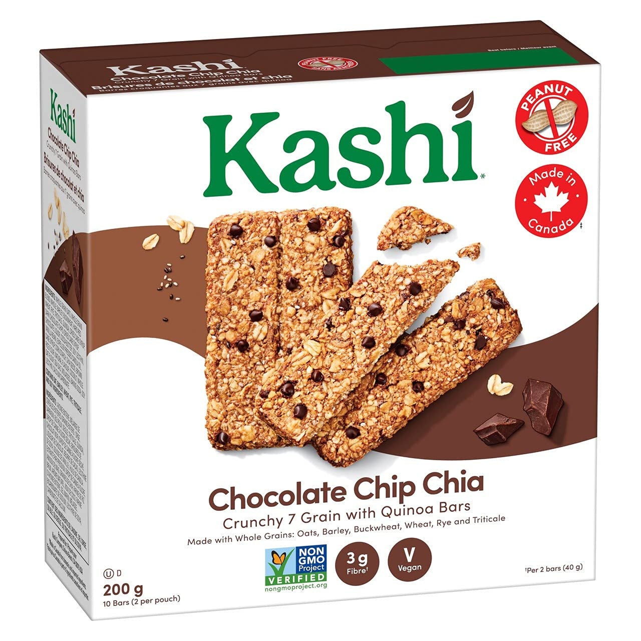 Kashi Seven Grain with Quinoa bars, Chocolate Chip Chia Non-GMO, 200g/7.1oz., box {Imported from Canada}