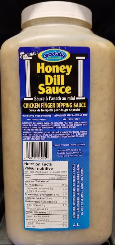 The Original Greetalia Honey Dill Chicken Finger Dipping Sauce (4L/1.1 Gallon Jug) {Imported From Canada}