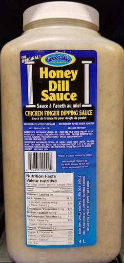 The Original Greetalia Honey Dill Chicken Finger Dipping Sauce (4L/1.1 Gallon Jug) {Imported From Canada}