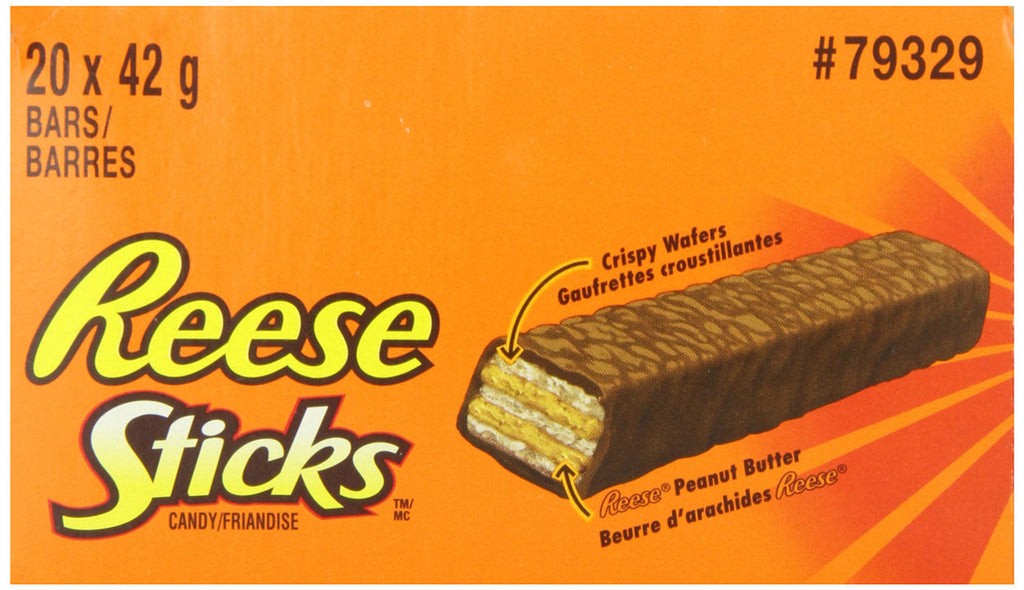 REESE STICKS Chocolate Peanut Butter Candy, 20ct, (42g/1.5 oz) per bar {Imported from Canada}