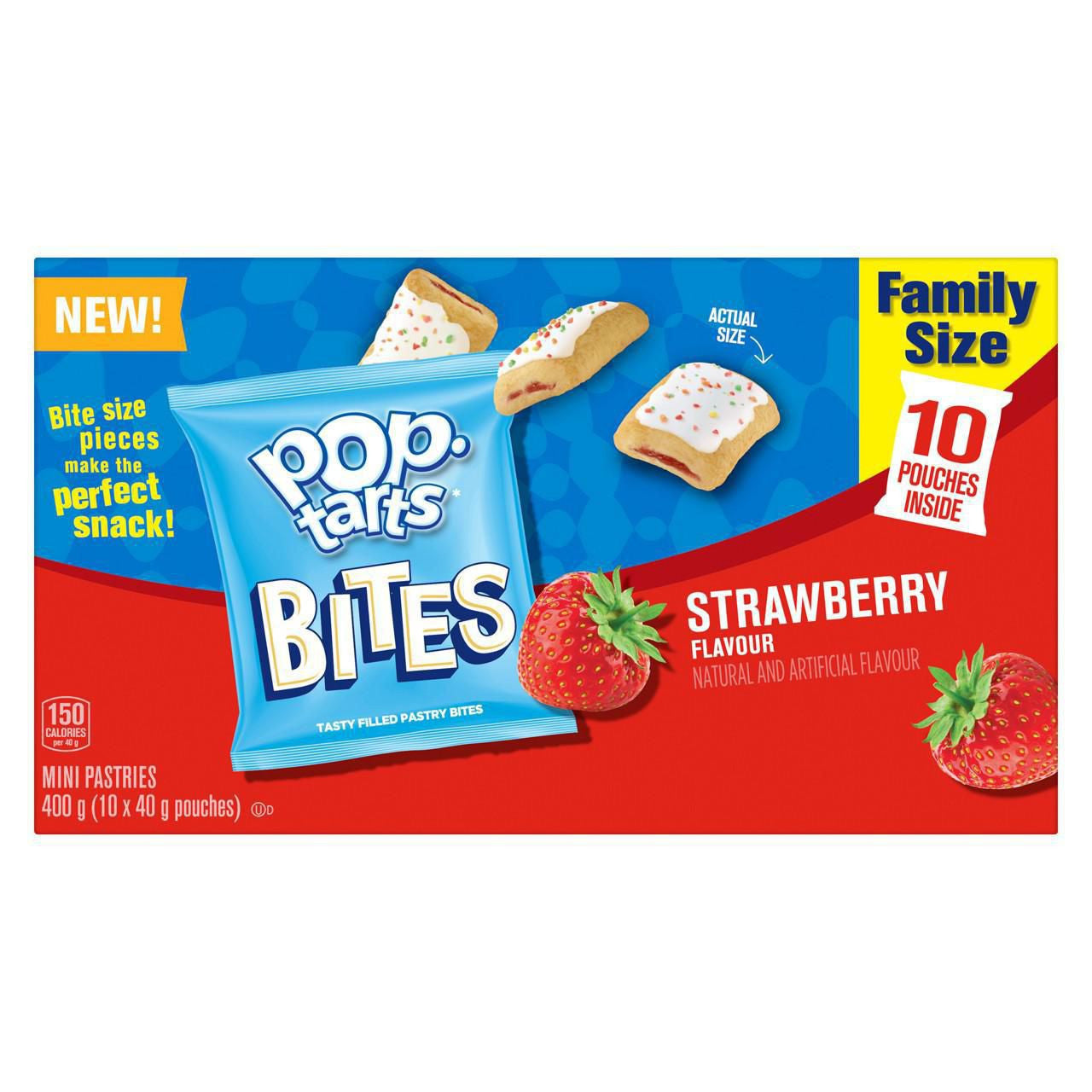 Kellogg's Pop-Tarts Bites, Mini Pastries Strawberry Flavour, 10 pouches, 400g/14.1 oz., {Imported from Canada}