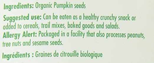 Everland Organic Roasted Pumpkin Seeds Unsalted, 227g/8 oz., {Canadian}