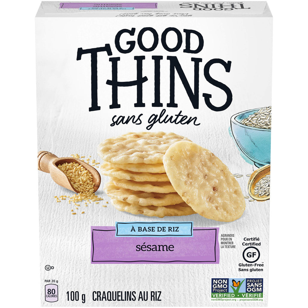 Good Thins Rice Sesame Crackers, 100g/3.5oz, Box, (Imported from Canada)