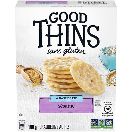Good Thins Rice Sesame Crackers, 100g/3.5oz, Box, (Imported from Canada)
