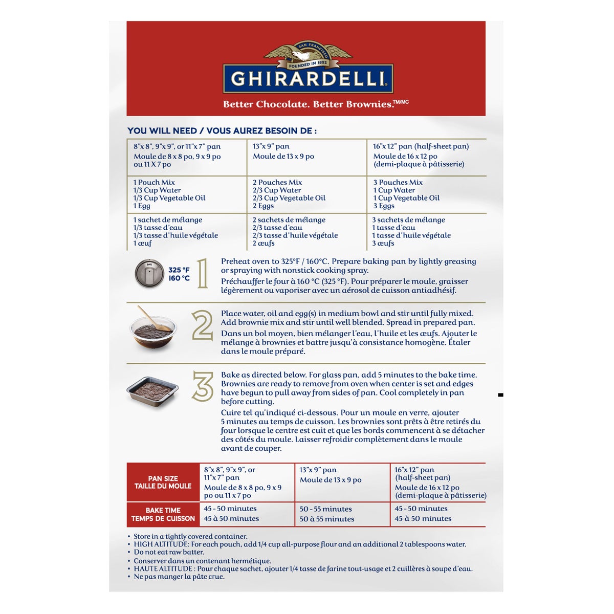 Ghirardelli Triple Chocolate Premium Brownie Mix, 5 Bags, 2.83kg/6.2 lb