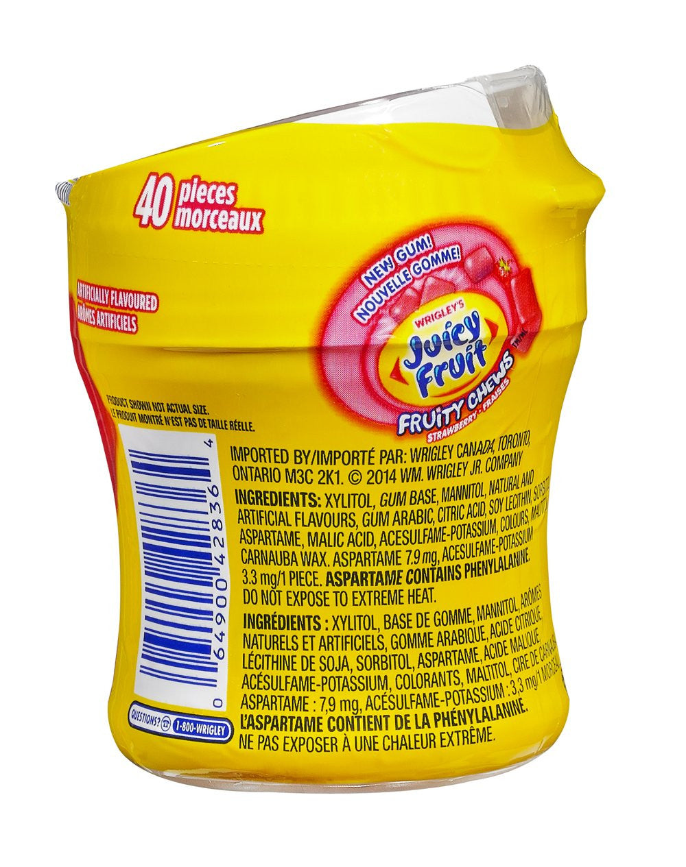 Juicy Fruit Sugar-Free Gum, Fruity Chews, Strawberry, 6x40ct, 240 Pieces {Imported from Canada}