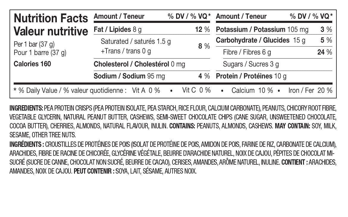 Simply Protein Dark Chocolate Cherry Almond Nut & Fruit Bars 5 x 37g Box, {Imported from Canada}