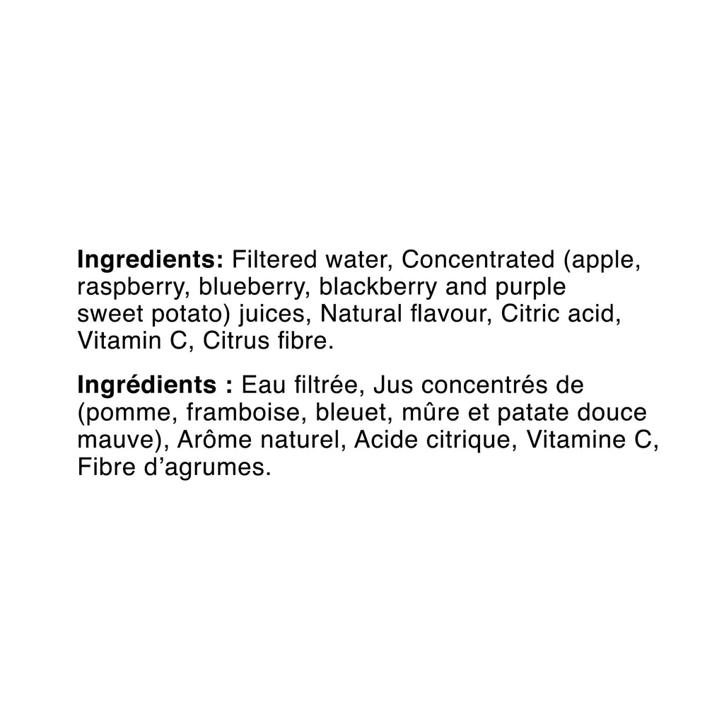 SunRype Wildly Berry Juice Boxes Perfect For On-The-Go, 60% Less Sugar, 5x200ml/33.8 fl. oz. - Ingredients Label