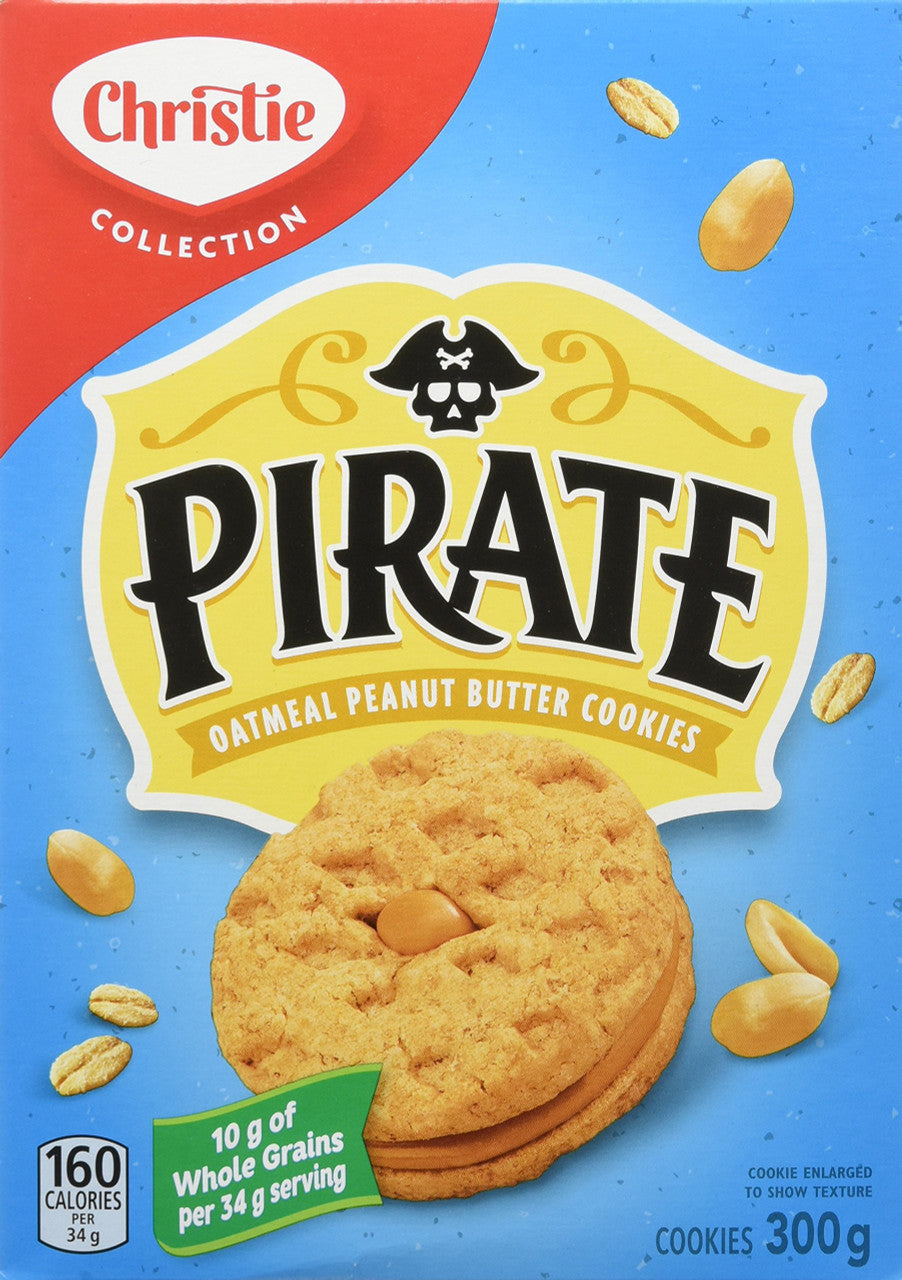 Christie Pirate Oatmeal Peanut Butter Cookies, 300g/10.6 oz., {Imported from Canada}