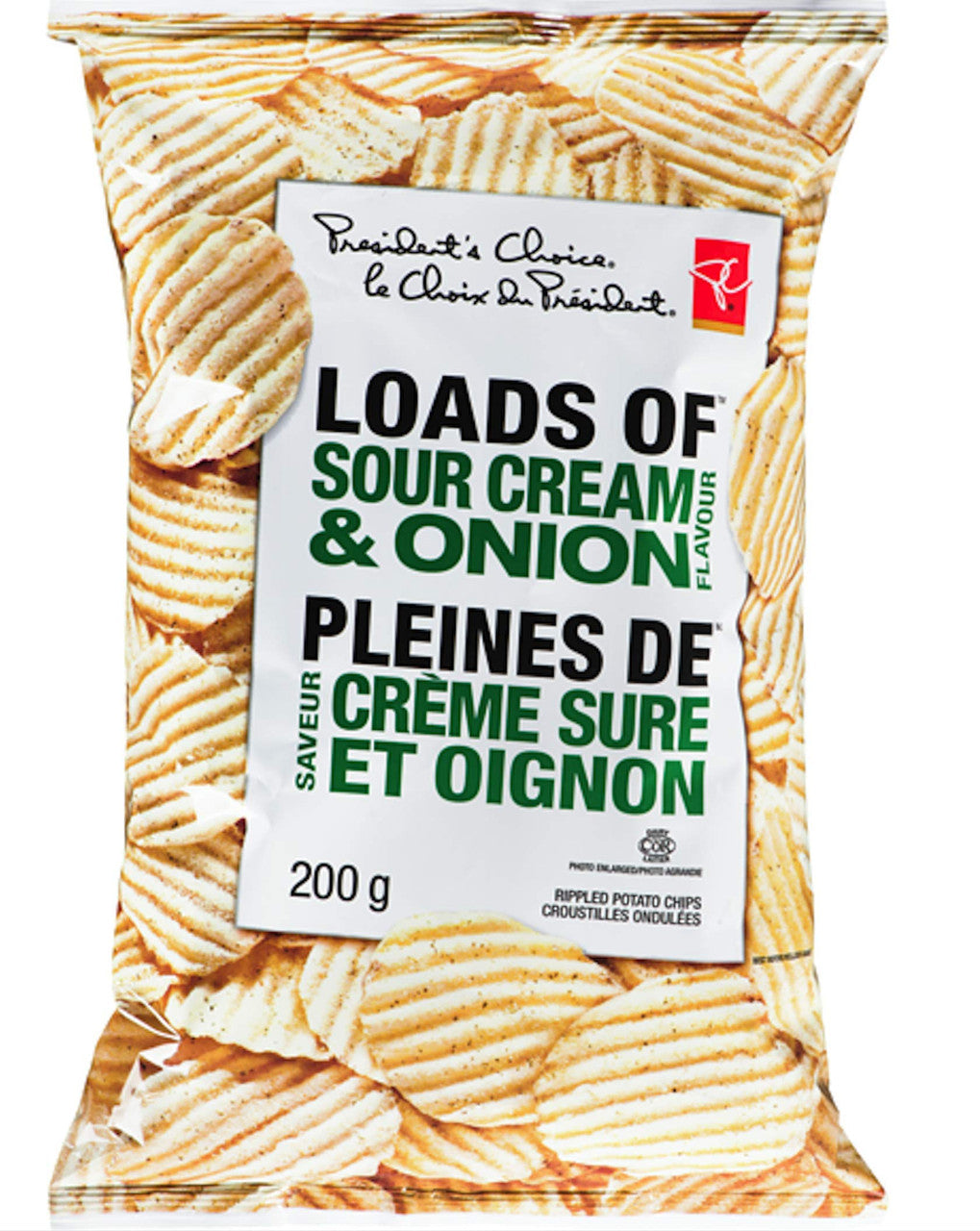 Presidents Choice Creamy Ripple Sour Cream & Onion Chips, 200g/7.1oz.,{Imported from Canada}