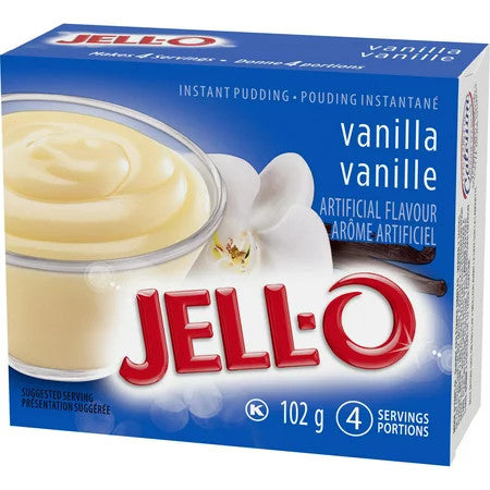 Jello Vanilla Instant Pudding, 102g/3.6oz., X 6 pkg, {Imported from Canada}