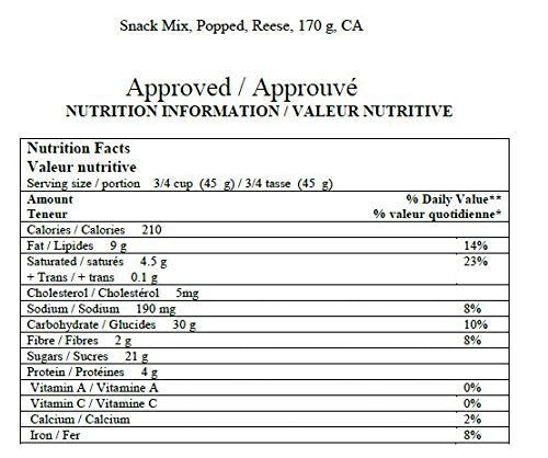 REESE Popped Chocolate Peanut Butter Snack Mix, 170g/6oz, (Imported from Canada)