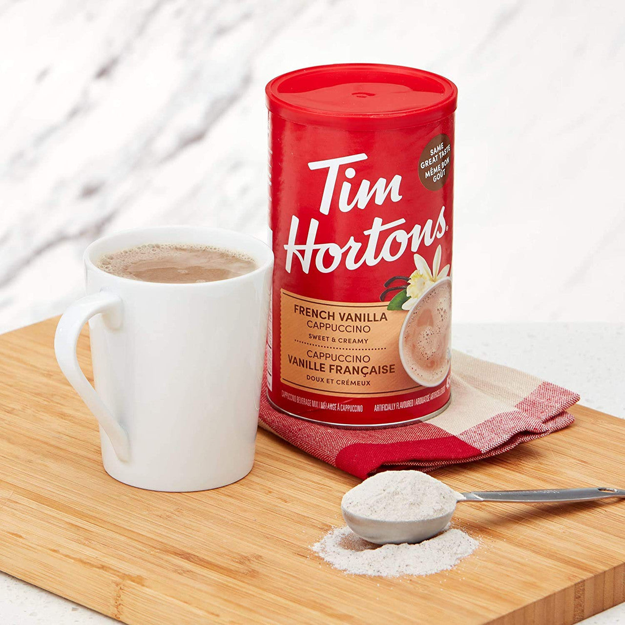 Tim Hortons French Vanilla Cappuccino Sweet and Creamy (454g/16 oz.,) 2pk, {Imported from Canada}