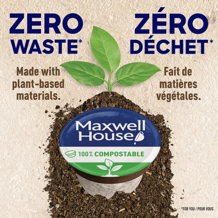 Maxwell House Morning Blend Coffee 100% Compostable Pods, 30 Pods, {Imported from Canada}