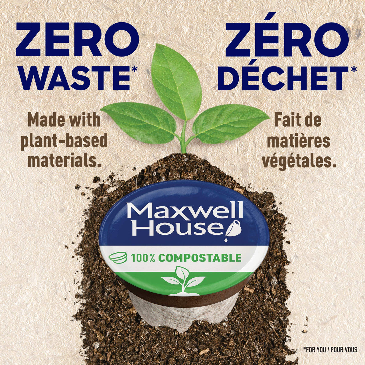 Maxwell House Decaf Coffee 100% Compostable Pods, 30 Keurig Pods, {Imported from Canada}