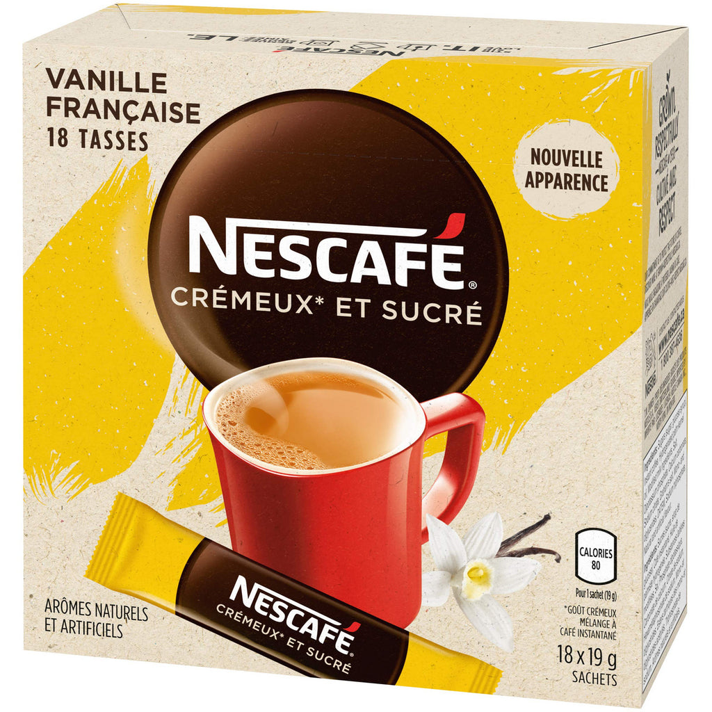 NESCAFE Sweet & Creamy French Vanilla, Instant Coffee Sachets, 18x19g {Imported from Canada}