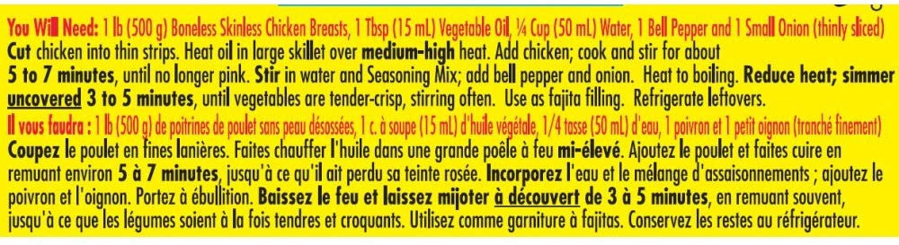 Old El Paso Fajita Seasoning Mix, 24g/0.8 oz.,. {Imported from Canada}