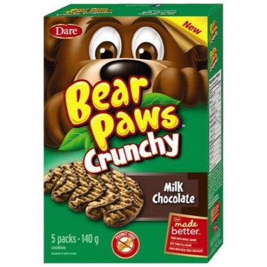 Dare Bear Paws Crunchy Milk Chocolate Cookies 140g - Peanut Free - {Imported from Canada}