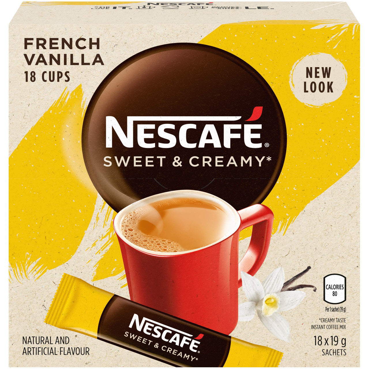 NESCAFE Sweet & Creamy French Vanilla, Instant Coffee Sachets, 18x19g {Imported from Canada}