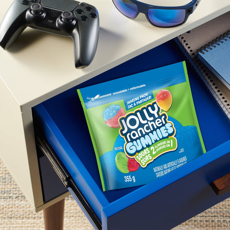 Jolly Rancher Assorted Sours Gummies, 355g/12.4 oz - One Bag In Desk Drawer