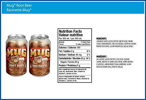 MUG Root Beer, 355mL/12 fl. oz., Cans, 12 Pack, {Imported from Canada}