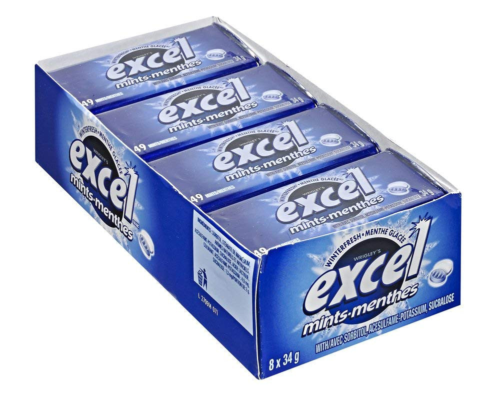 Excel Mints Winterfresh, 34g Tin, 8 Count, {Imported from Canada}