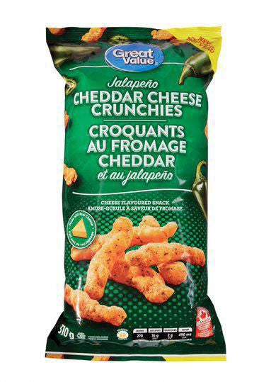 Great Value Jalapeno Cheddar Cheese Crunchies, 310g/10.9 oz., {Imported from Canada}