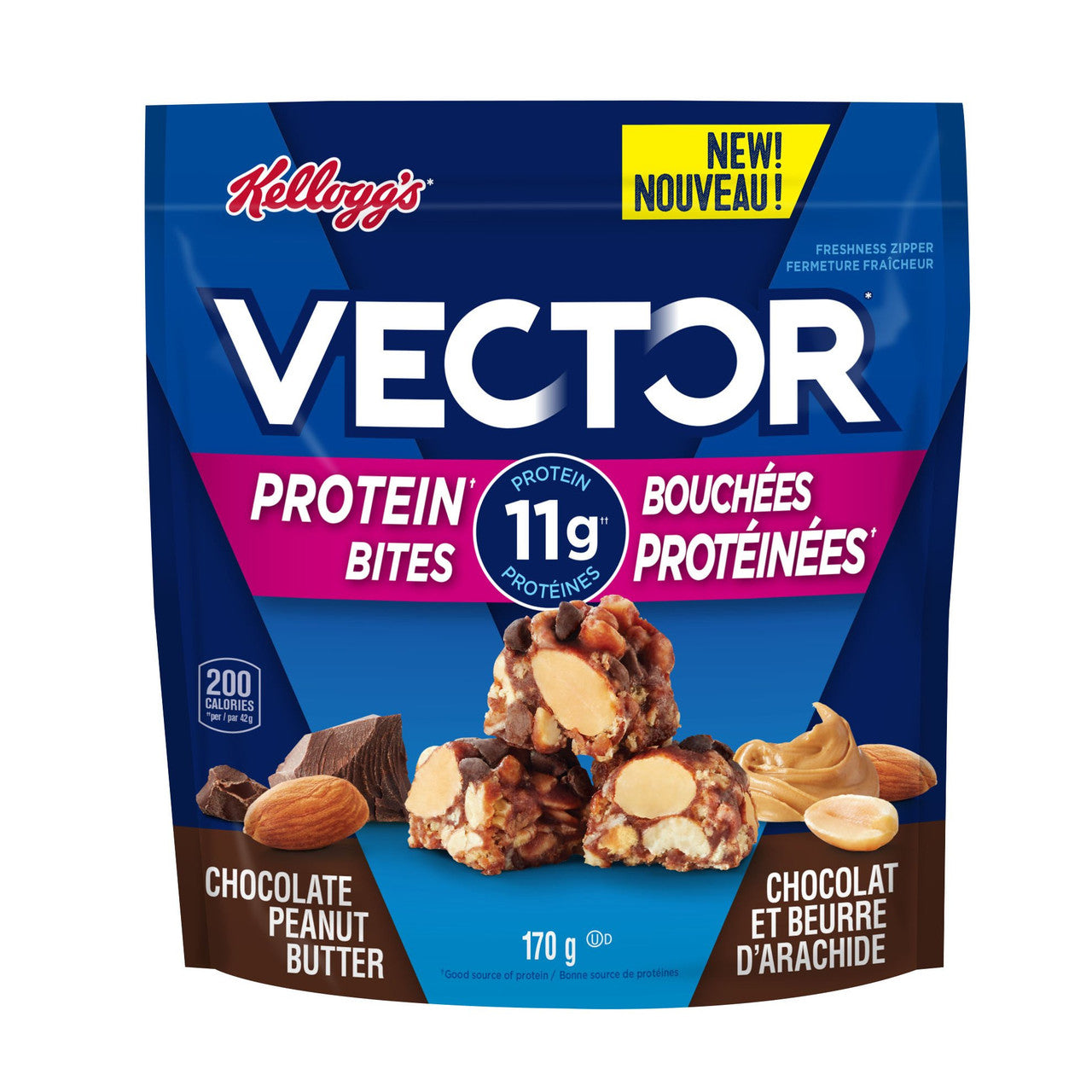 Kellogg's Vector Protein Bites, Chocolate Peanut Butter, 170g/5.7oz. (Imported from Canada)