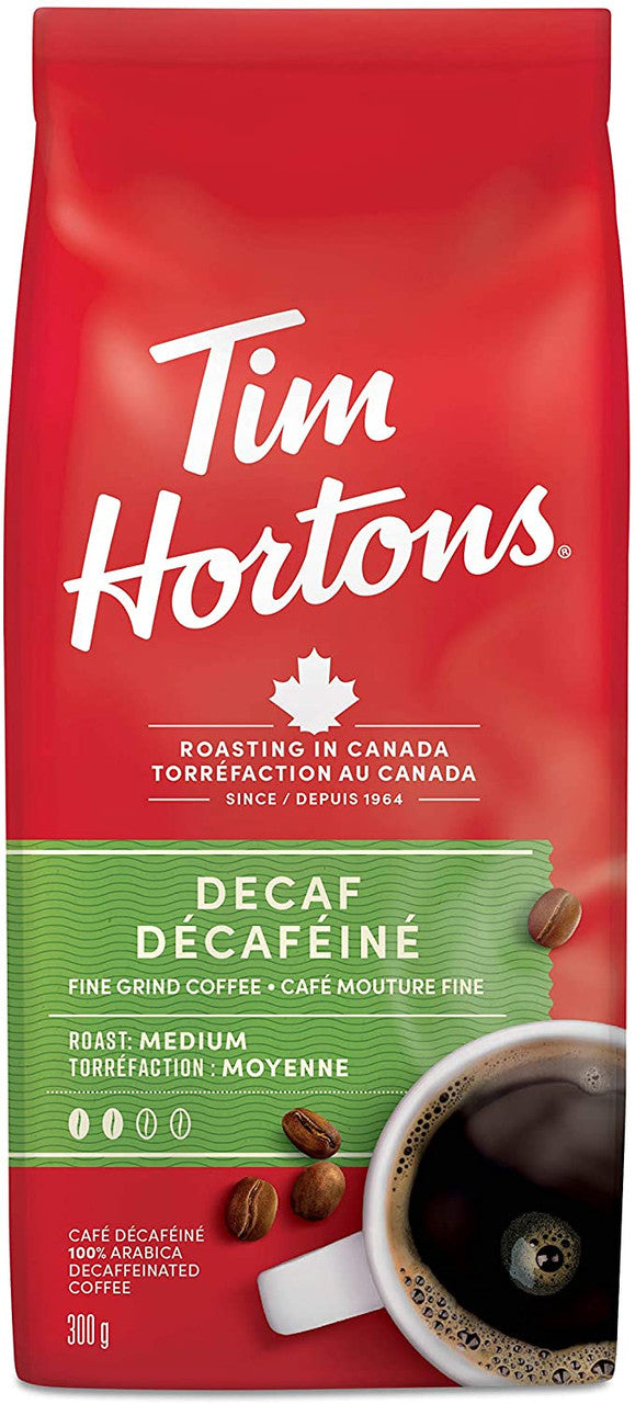 Tim Hortons 100% Arabica Medium Roast Decaffeinated Coffee , 300g/10.6oz