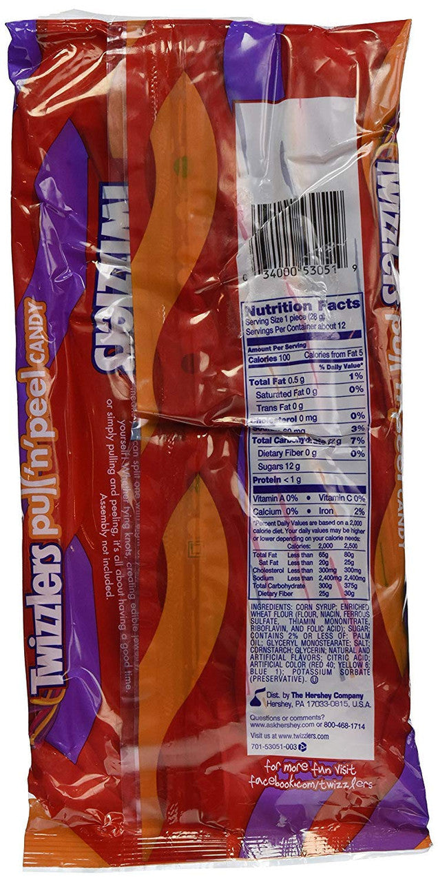 Twizzlers Twist Pull 'n' Peel Fruit Punch Licorice, 340g/12 oz., Bag, {Imported from Canada}