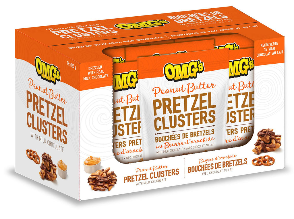 OMG's Peanut Butter Pretzel Clusters with Milk Chocolate 135g/4.8 oz, 12pk {Imported from Canada}