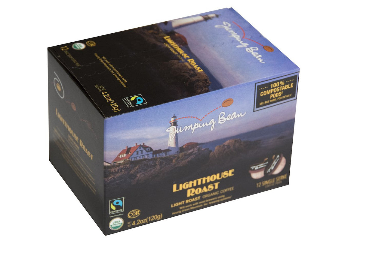 Jumping Bean Organic Single Serve Coffee Pods, Lighthouse Roast, 12 Count (Pack of 6)