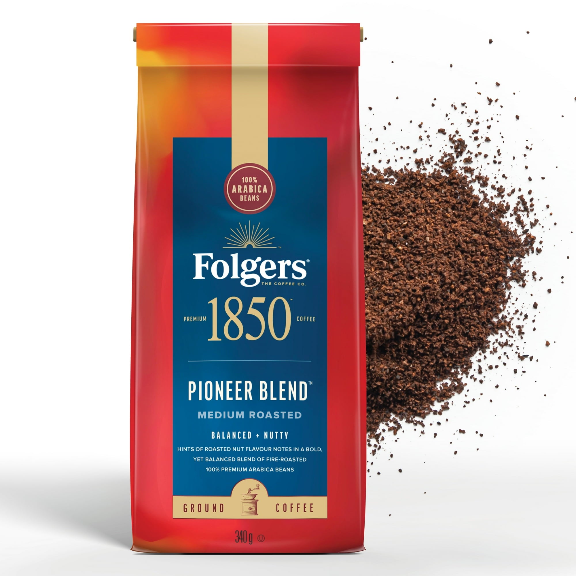 Folgers 1850 Pioneer Blend, Ground Coffee, 340g/12oz. - Front