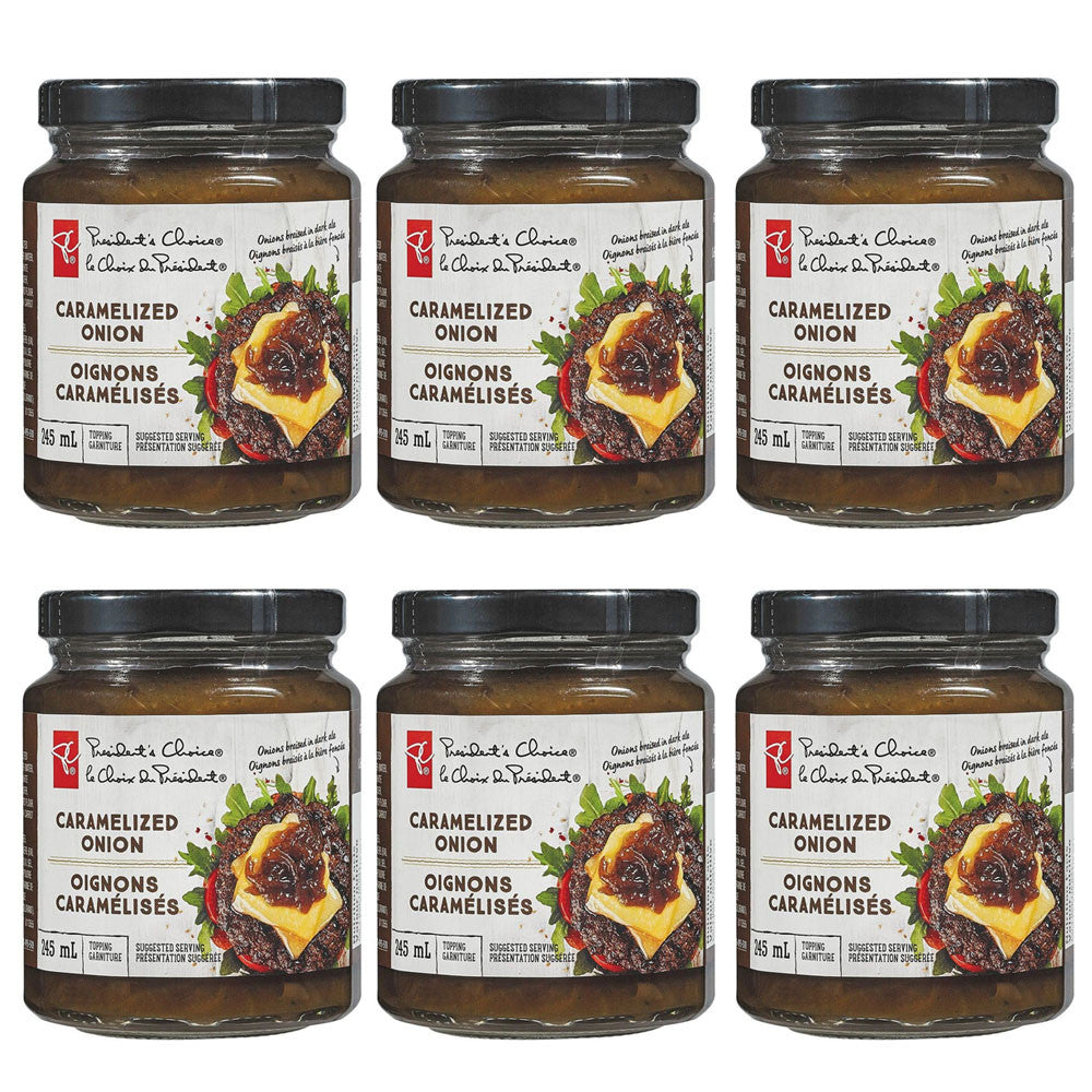 President's Choice Caramelized Onion Topping, 245ml/8.5 fl.oz, (Pack of 6) {Imported from Canada}