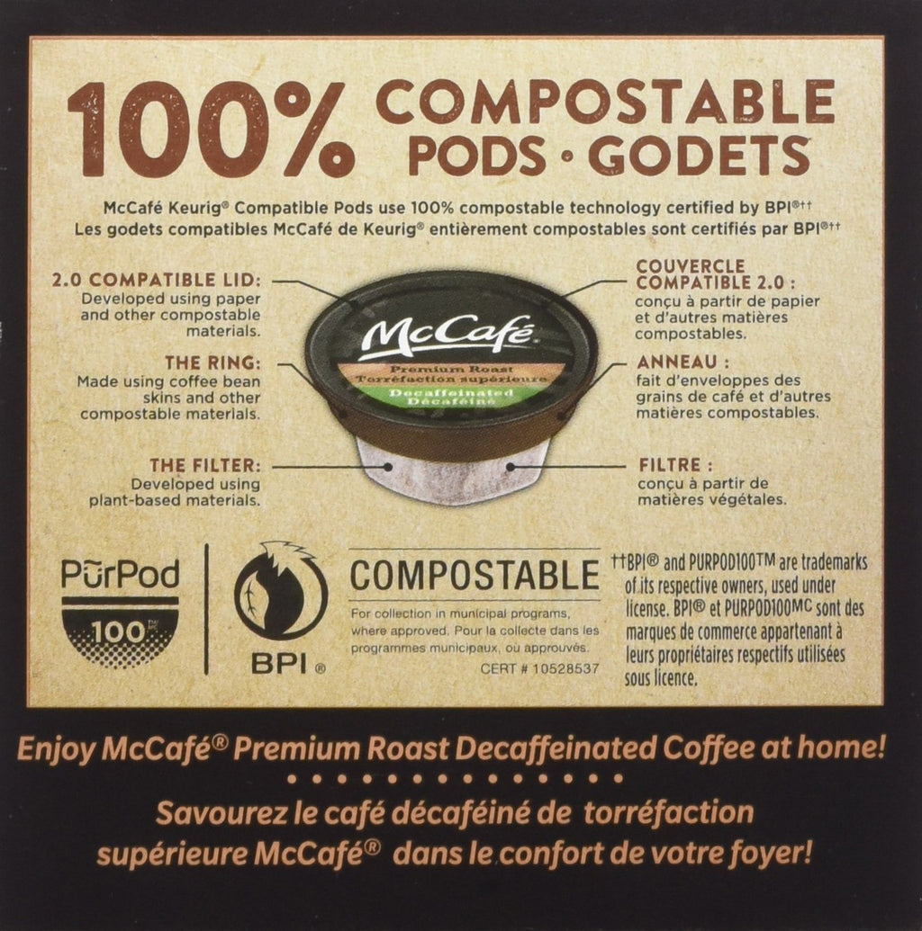 McCafe Premium Roast Decaffeinated Coffee Single Serve Pods, 12ct, (Imported from Canada)