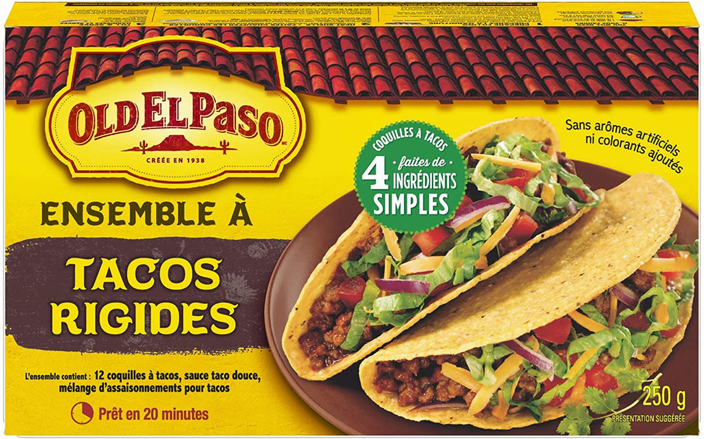 Old El Paso Hard Taco Dinner Kit, 12 taco shells, 250g/8.8 oz., {Imported from Canada}